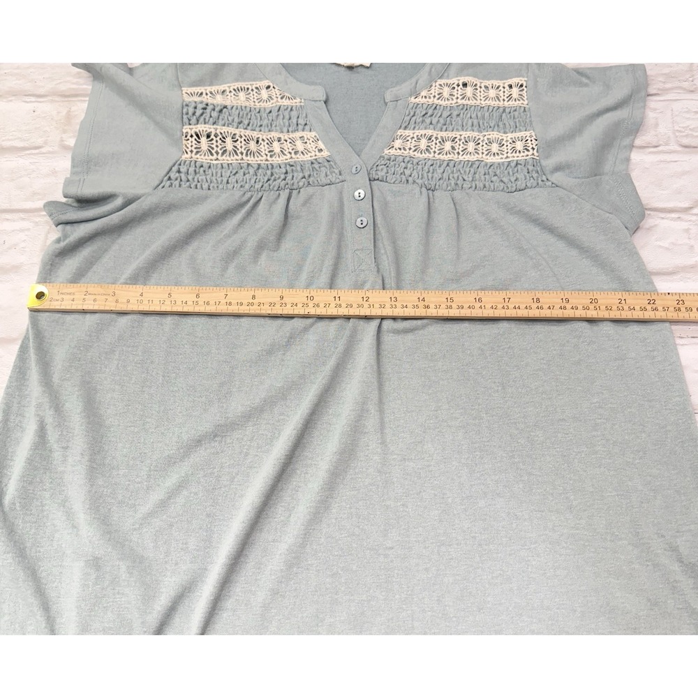 Bohemian Crochet Peasant Blouse Women's Sz S Hippy Cottage Core Ruched Lace Top - Picture 9 of 13